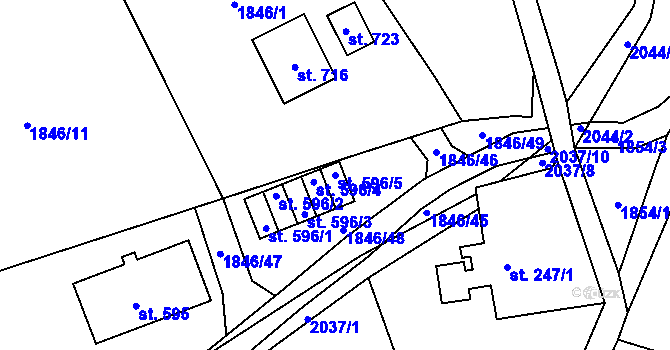Parcela st. 596/5 v KÚ Skuhrov u Železného Brodu, Katastrální mapa