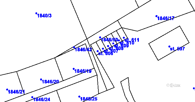 Parcela st. 606 v KÚ Skuhrov u Železného Brodu, Katastrální mapa