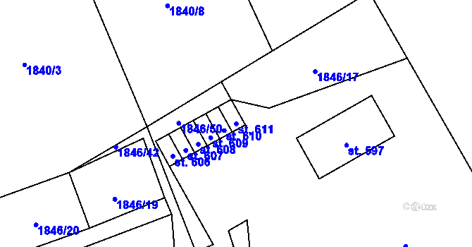 Parcela st. 611 v KÚ Skuhrov u Železného Brodu, Katastrální mapa