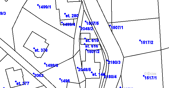 Parcela st. 616 v KÚ Skuhrov u Železného Brodu, Katastrální mapa