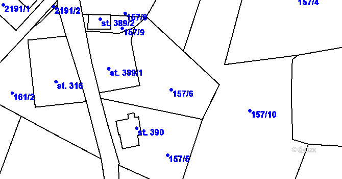 Parcela st. 157/6 v KÚ Skuhrov u Železného Brodu, Katastrální mapa
