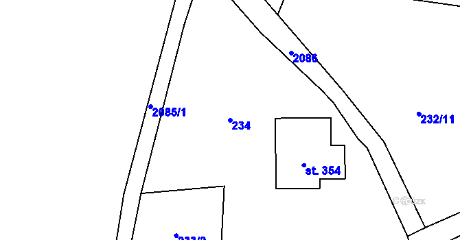 Parcela st. 234 v KÚ Skuhrov u Železného Brodu, Katastrální mapa