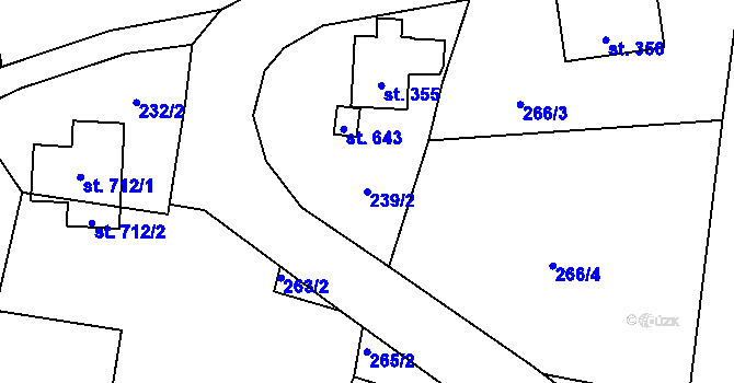 Parcela st. 239/2 v KÚ Skuhrov u Železného Brodu, Katastrální mapa
