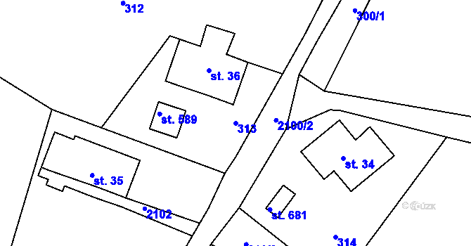 Parcela st. 313 v KÚ Skuhrov u Železného Brodu, Katastrální mapa