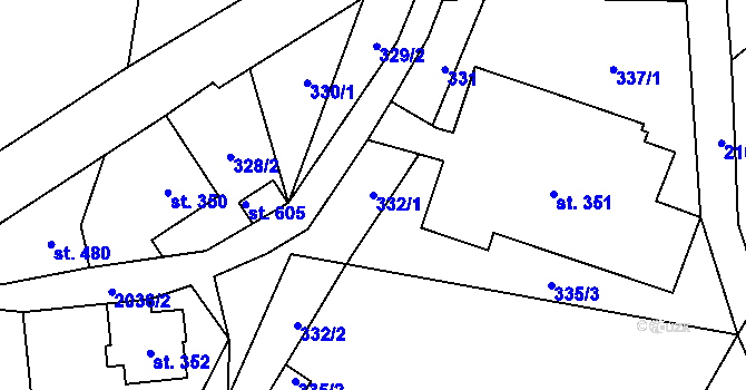 Parcela st. 332/1 v KÚ Skuhrov u Železného Brodu, Katastrální mapa