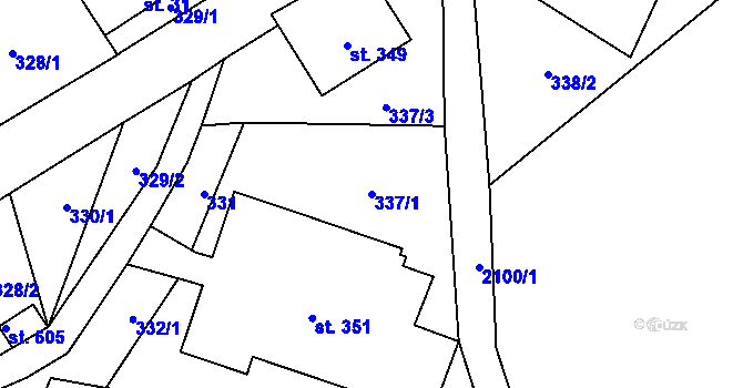 Parcela st. 337/1 v KÚ Skuhrov u Železného Brodu, Katastrální mapa