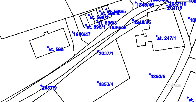 Parcela st. 2037/1 v KÚ Skuhrov u Železného Brodu, Katastrální mapa