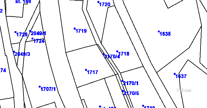 Parcela st. 2170/4 v KÚ Skuhrov u Železného Brodu, Katastrální mapa