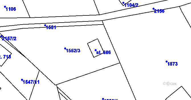 Parcela st. 686 v KÚ Skuhrov u Železného Brodu, Katastrální mapa