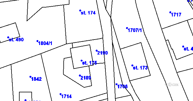 Parcela st. 2190 v KÚ Skuhrov u Železného Brodu, Katastrální mapa
