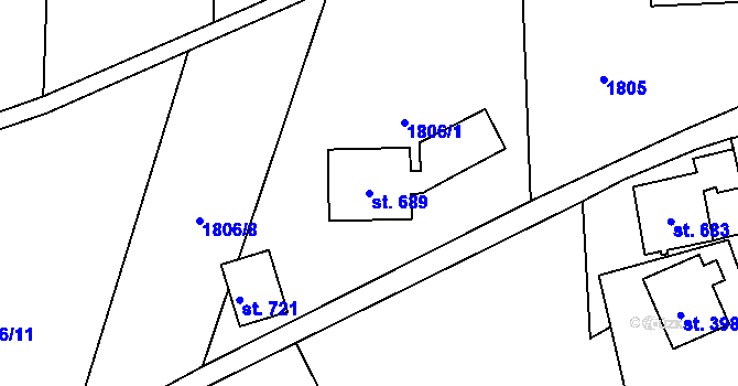 Parcela st. 689 v KÚ Skuhrov u Železného Brodu, Katastrální mapa