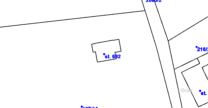 Parcela st. 692 v KÚ Skuhrov u Železného Brodu, Katastrální mapa