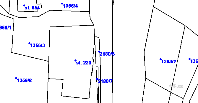 Parcela st. 2180/6 v KÚ Skuhrov u Železného Brodu, Katastrální mapa