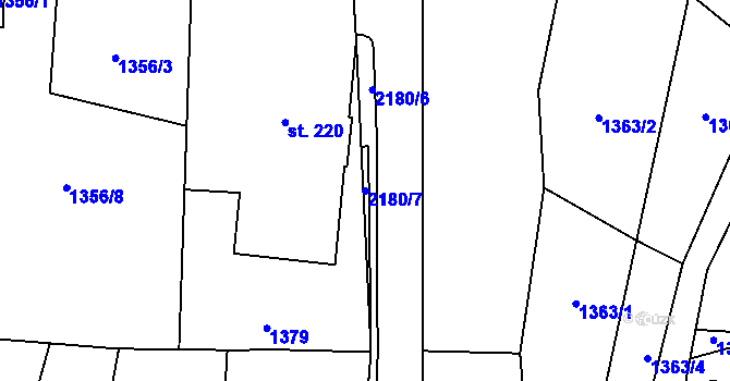 Parcela st. 2180/7 v KÚ Skuhrov u Železného Brodu, Katastrální mapa