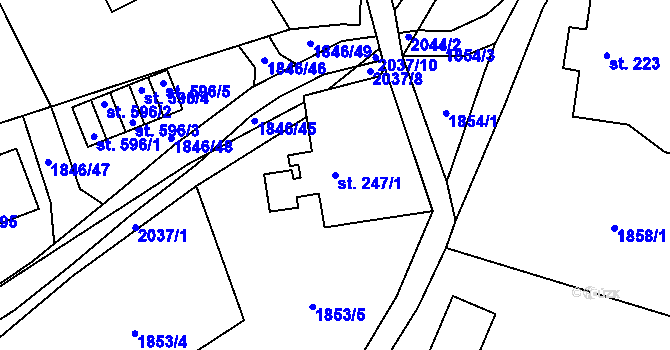 Parcela st. 247/1 v KÚ Skuhrov u Železného Brodu, Katastrální mapa