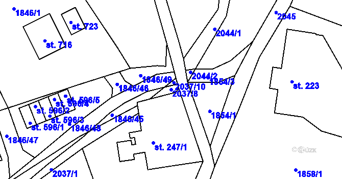 Parcela st. 2037/8 v KÚ Skuhrov u Železného Brodu, Katastrální mapa