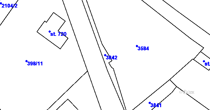 Parcela st. 3842 v KÚ Skuhrov u Železného Brodu, Katastrální mapa