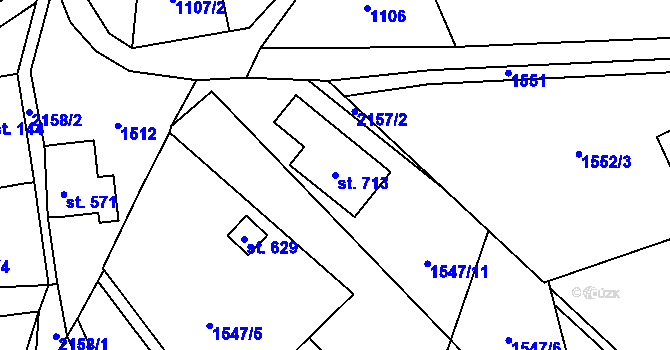 Parcela st. 713 v KÚ Skuhrov u Železného Brodu, Katastrální mapa