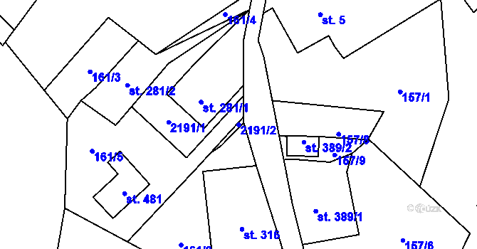 Parcela st. 2191/2 v KÚ Skuhrov u Železného Brodu, Katastrální mapa