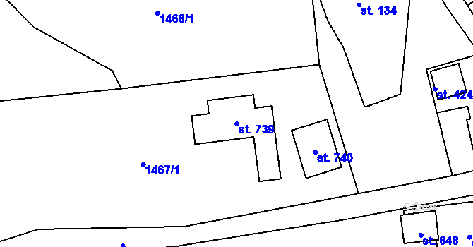Parcela st. 739 v KÚ Skuhrov u Železného Brodu, Katastrální mapa