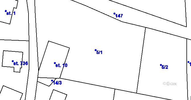Parcela st. 5/1 v KÚ Skuhrov u Železného Brodu, Katastrální mapa