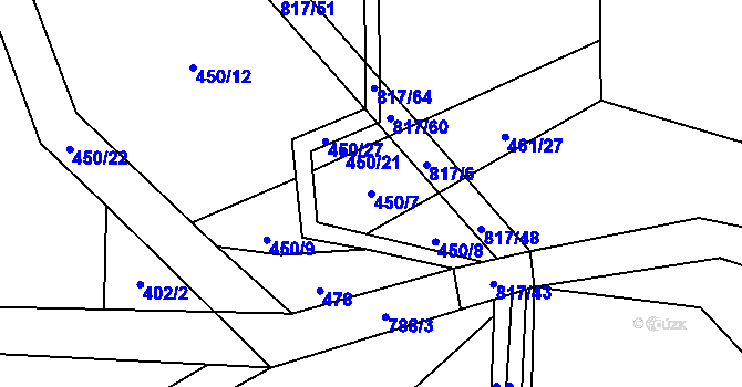 Parcela st. 450/7 v KÚ Skuhrov u Havlíčkova Brodu, Katastrální mapa