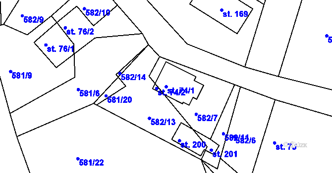 Parcela st. 74/1 v KÚ Skuhrov u Havlíčkova Brodu, Katastrální mapa