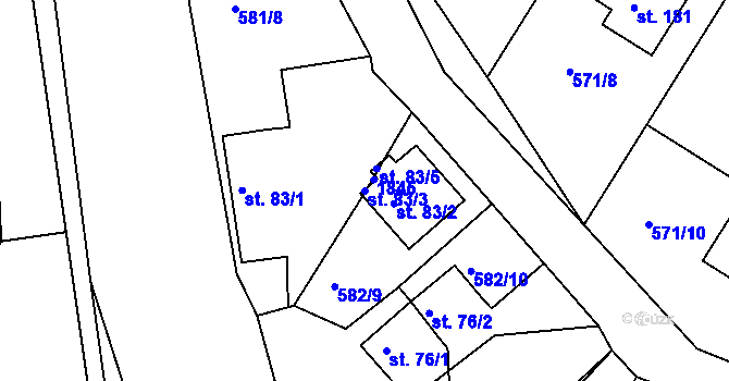 Parcela st. 83/3 v KÚ Skuhrov u Havlíčkova Brodu, Katastrální mapa