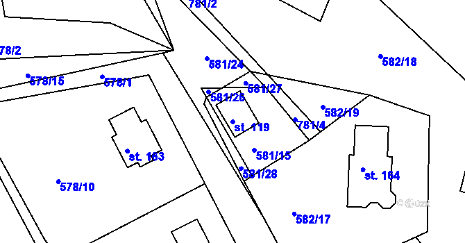 Parcela st. 119 v KÚ Skuhrov u Havlíčkova Brodu, Katastrální mapa