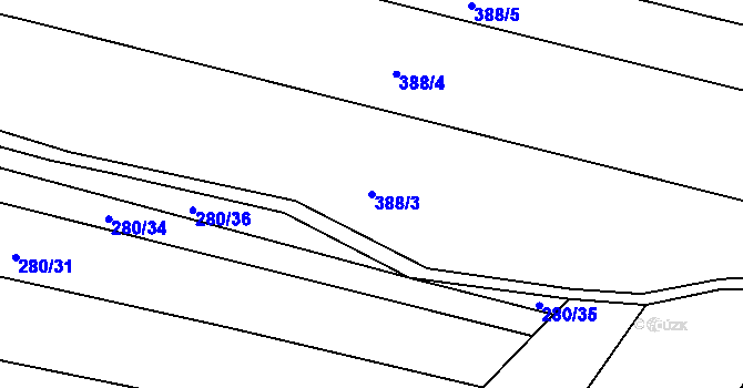 Parcela st. 388/3 v KÚ Skuhrov u Havlíčkova Brodu, Katastrální mapa