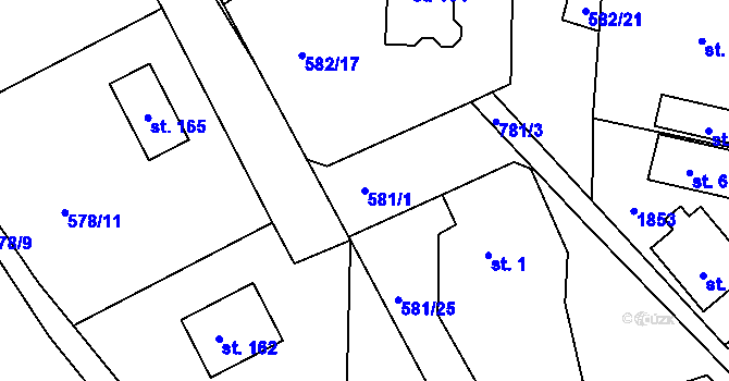 Parcela st. 581/1 v KÚ Skuhrov u Havlíčkova Brodu, Katastrální mapa
