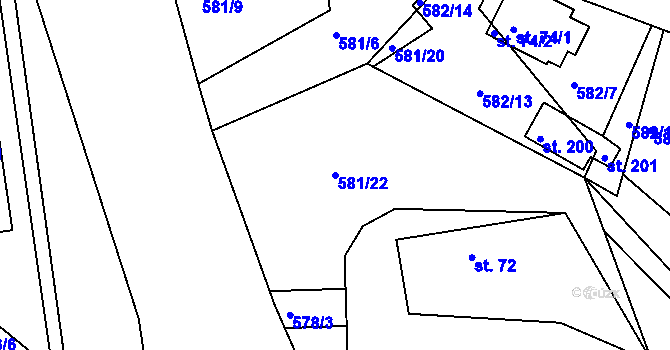 Parcela st. 581/22 v KÚ Skuhrov u Havlíčkova Brodu, Katastrální mapa