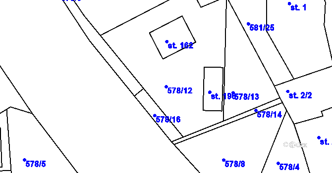 Parcela st. 578/12 v KÚ Skuhrov u Havlíčkova Brodu, Katastrální mapa