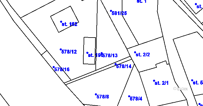 Parcela st. 578/13 v KÚ Skuhrov u Havlíčkova Brodu, Katastrální mapa