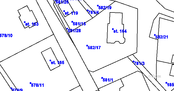 Parcela st. 582/17 v KÚ Skuhrov u Havlíčkova Brodu, Katastrální mapa