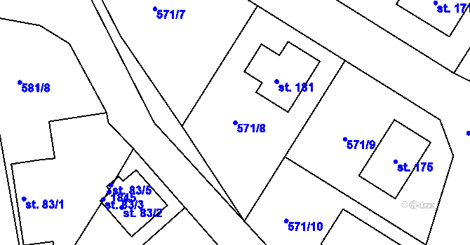 Parcela st. 571/8 v KÚ Skuhrov u Havlíčkova Brodu, Katastrální mapa