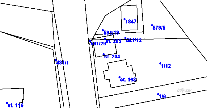 Parcela st. 204 v KÚ Skuhrov u Havlíčkova Brodu, Katastrální mapa