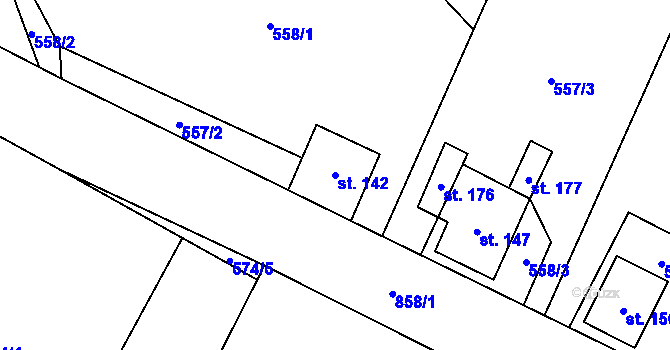 Parcela st. 142 v KÚ Skuhrov u České Třebové, Katastrální mapa