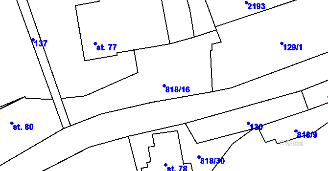 Parcela st. 818/16 v KÚ Skuhrov u České Třebové, Katastrální mapa