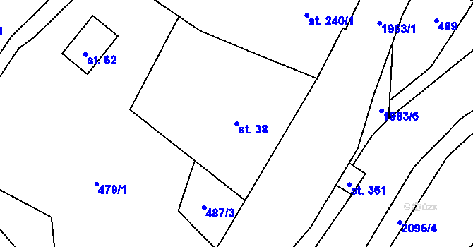 Parcela st. 38 v KÚ Skuhrov nad Bělou, Katastrální mapa