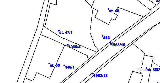 Parcela st. 47/2 v KÚ Skuhrov nad Bělou, Katastrální mapa