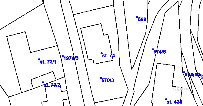Parcela st. 74 v KÚ Skuhrov nad Bělou, Katastrální mapa