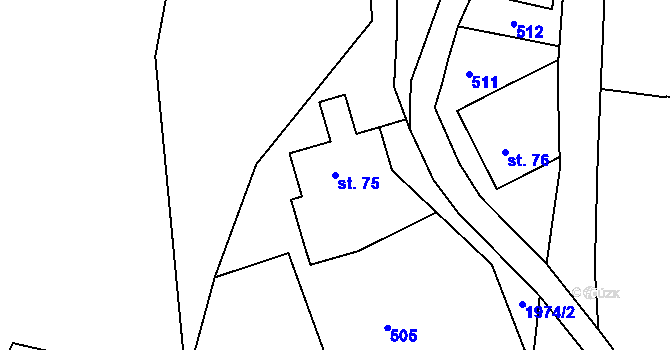 Parcela st. 75 v KÚ Skuhrov nad Bělou, Katastrální mapa