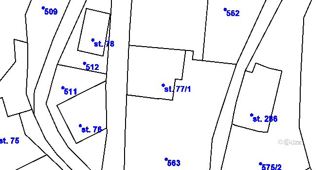Parcela st. 77/1 v KÚ Skuhrov nad Bělou, Katastrální mapa