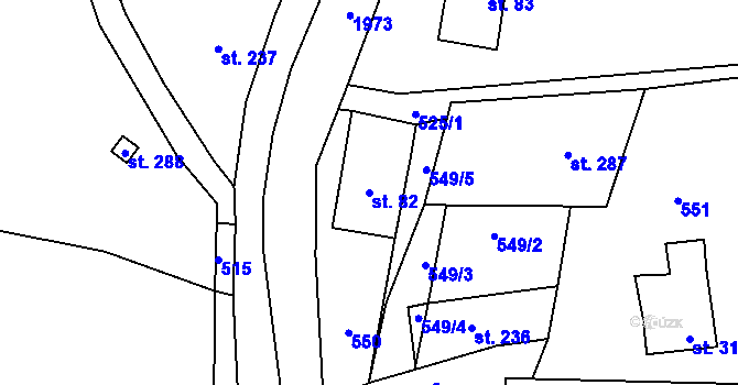 Parcela st. 82 v KÚ Skuhrov nad Bělou, Katastrální mapa