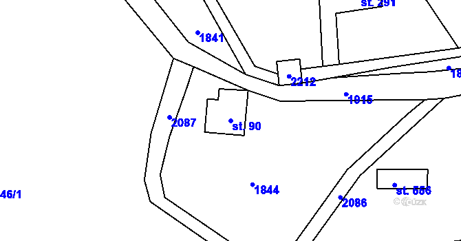 Parcela st. 90 v KÚ Skuhrov nad Bělou, Katastrální mapa