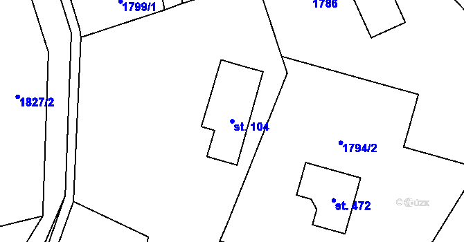 Parcela st. 104 v KÚ Skuhrov nad Bělou, Katastrální mapa