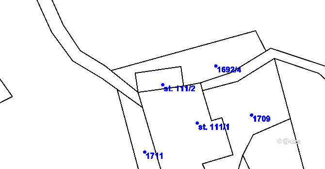 Parcela st. 111/2 v KÚ Skuhrov nad Bělou, Katastrální mapa