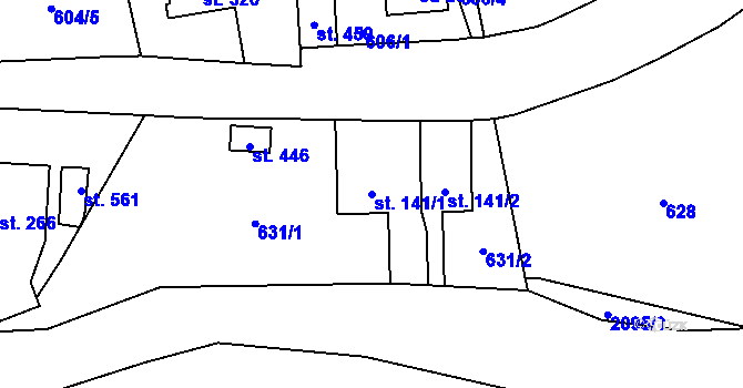 Parcela st. 141/1 v KÚ Skuhrov nad Bělou, Katastrální mapa