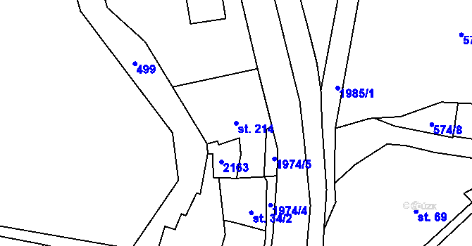 Parcela st. 214 v KÚ Skuhrov nad Bělou, Katastrální mapa